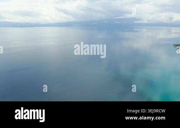 Aerial view on Ohrid Lake and buildings near water in Macedonia. Drone ...