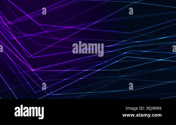 Blue ultraviolet neon glowing laser lines hi-tech motion background ...