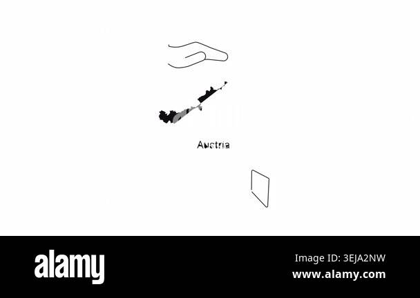 Illustration of Austria map outline in hands, graphic design, vector ...