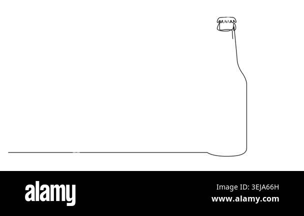 animated continuous line drawing of crown cap bottle, line art ...
