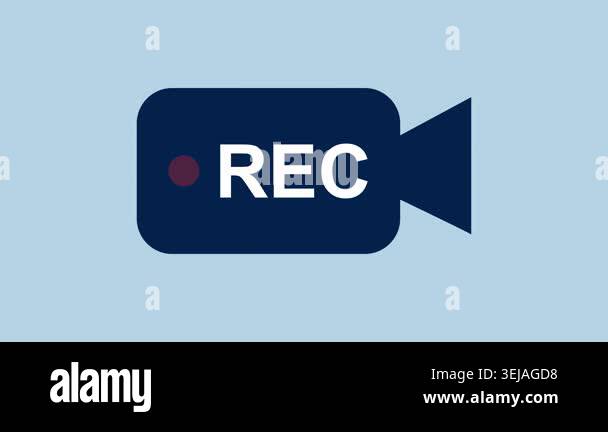 Camera icon with word rec, video recording software 2d Animation with ...