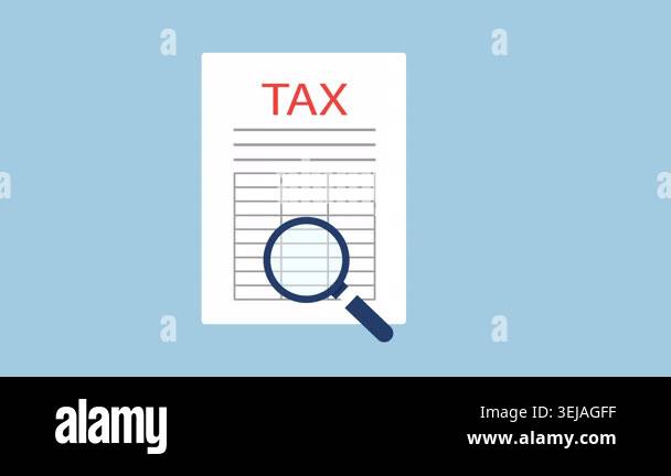 Tax Paper with Magnifying Concept 2d animation with alpha matte Stock ...