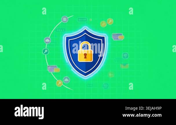 cyber security shield with key and lock. cyber security protection ...