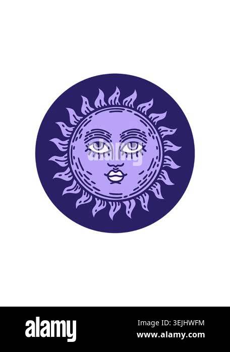 radioactive glowing animation of traditional sun face Stock Video ...