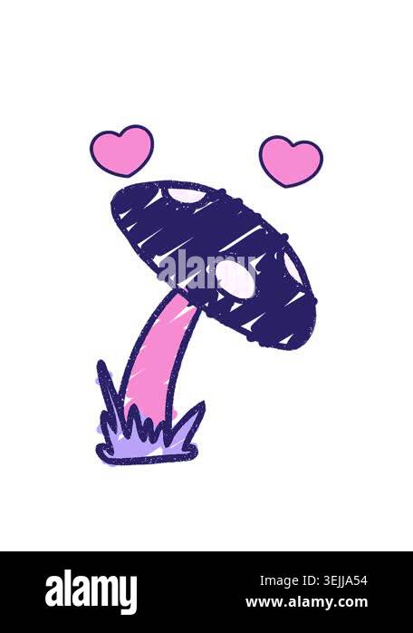spinning hearts animation of Toadstool Chalk Drawing Stock Video ...