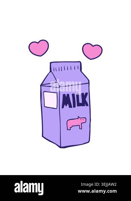 spinning hearts animation of cartoon milk carton Stock Video Footage ...