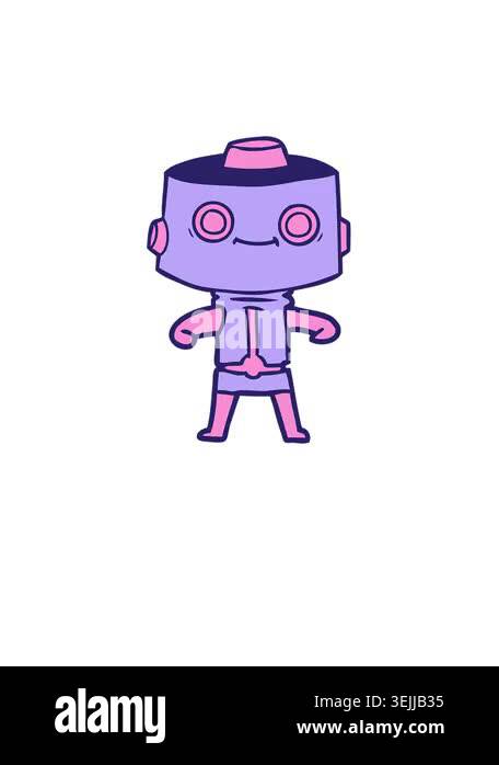 rise and float animation of cartoon cyborg Stock Video Footage - Alamy