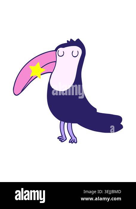 twinkling stars effect animation of cartoon toucan Stock Video Footage ...