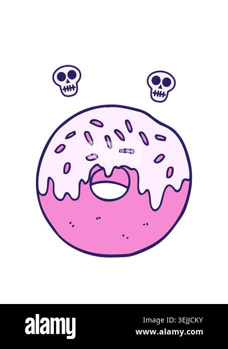 spinning skulls animation of cartoon donut image Stock Video Footage ...
