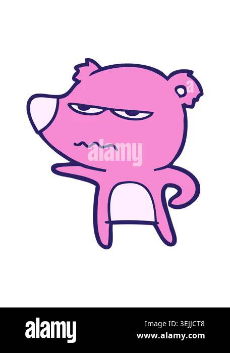 pixelize effect animation of annoyed bear cartoon Stock Video Footage ...