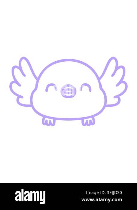 shine light effect animation of line doodle of a cute baby bird icon ...