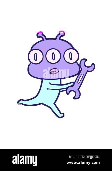 power up animation of three eyed alien Stock Video Footage - Alamy