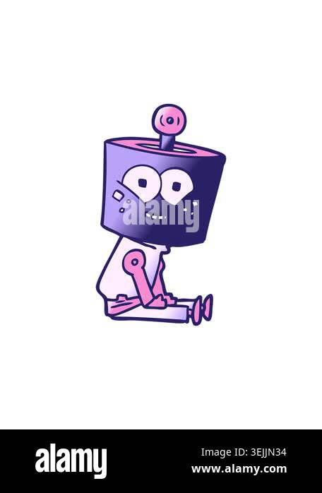 popping motion animation of happy robot drawing Stock Video Footage - Alamy