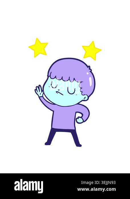 spinning stars animation of cartoon grumpy boy Stock Video Footage - Alamy