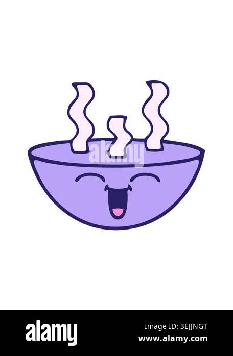 pressure popping animation of a bowl of hot soup drawing Stock Video ...