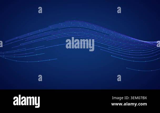 Blue particle streams and lines creating a wavy, dynamic motion graphic ...