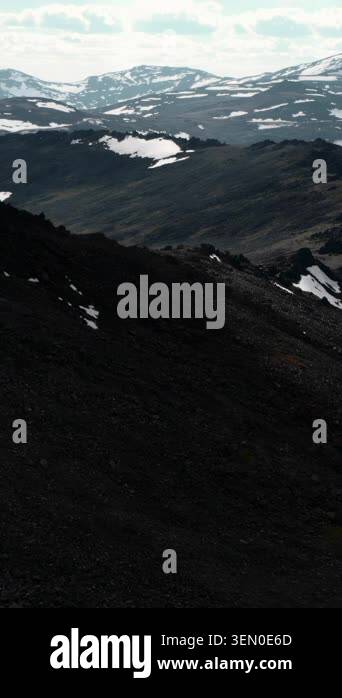 Rocky Alpine Ridge With Snow, Distant Peaks Under Clear Sky, Hiker ...