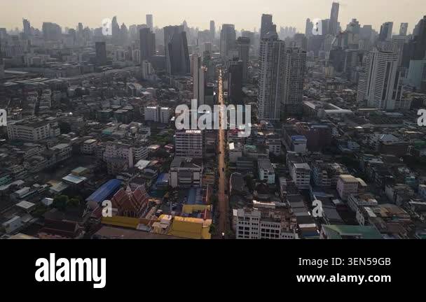 Bangkok downtown skyline with dense urban development and central ...