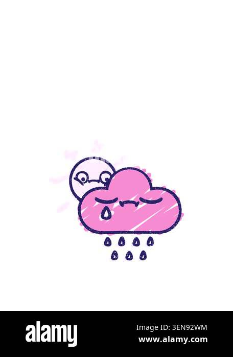 rise and float animation of Raincloud Chalk cartoon Stock Video Footage ...