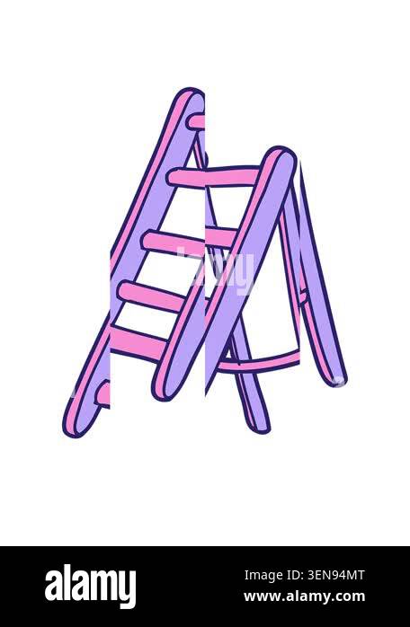 splitting motion animation of cartoon ladder Stock Video Footage - Alamy