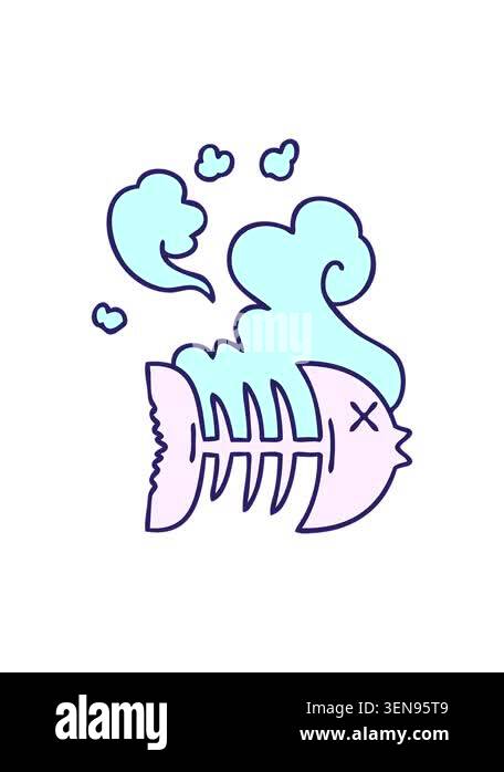 pressure popping animation of hand drawn quirky cartoon dead fish Stock ...