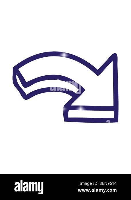glitter effect animation of line drawing cartoon of a directional arrow ...