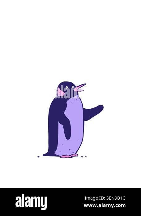 rise and float animation of cartoon penguin waving Stock Video Footage ...