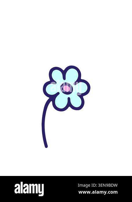 rise and float animation of cartoon of a simple flower Stock Video ...