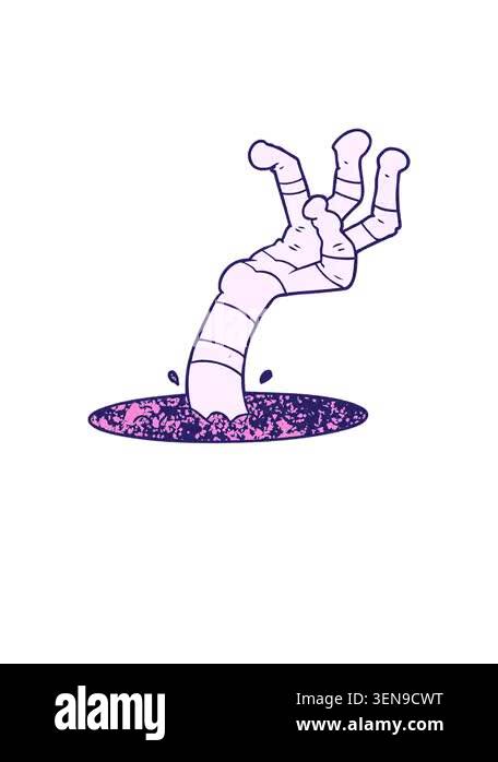 rise and float animation of cartoon spooky monster hand Stock Video ...