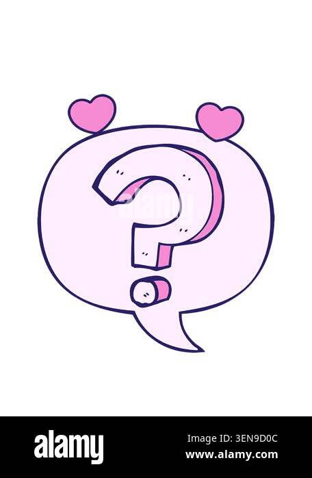 spinning hearts animation of cartoon question mark with speech bubble ...