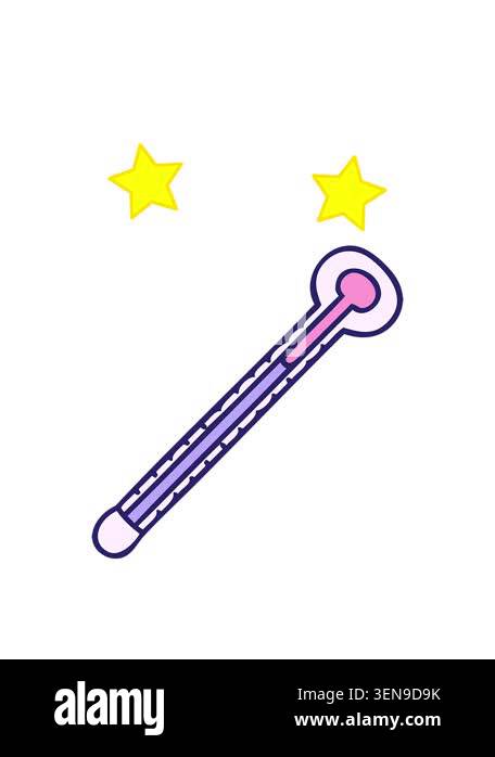 spinning stars animation of hand drawn quirky cartoon thermometer Stock ...
