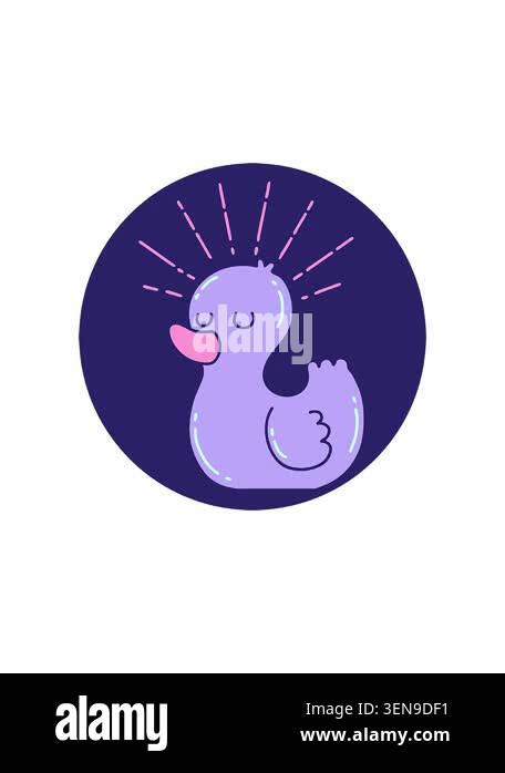 radioactive glowing animation of icon of a tattoo style rubber duck ...