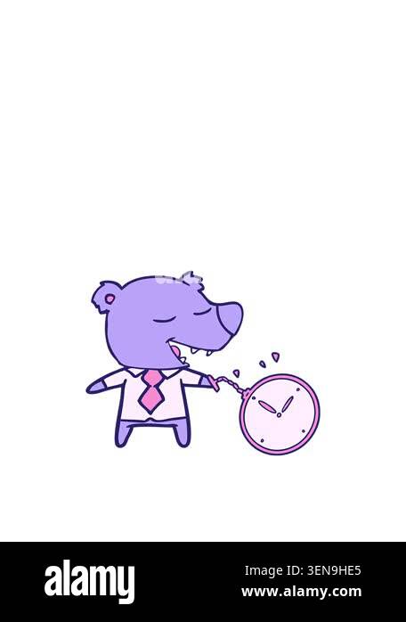 rise and float animation of cartoon bear wearing shirt and tie holding ...