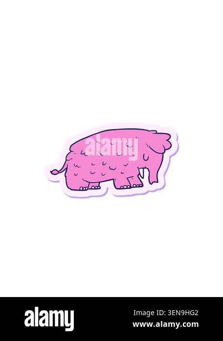 rise and float animation of sticker of a cartoon mammoth Stock Video ...