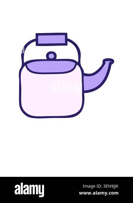 rise and float animation of cute cartoon of a kettle pot Stock Video ...