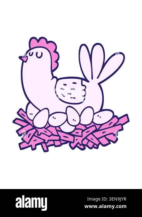 pixelize effect animation of hand drawn doodle style cartoon chicken on ...