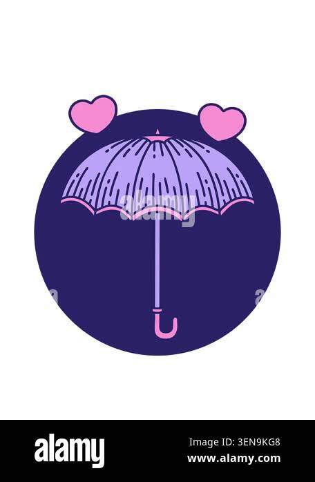 spinning hearts animation of iconic tattoo style image of an umbrella ...