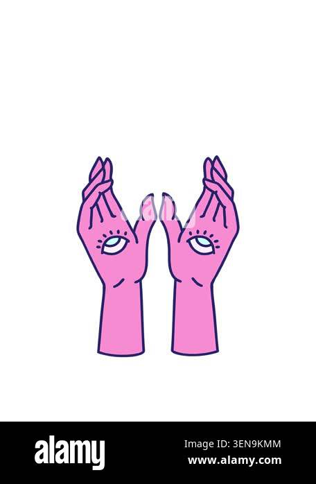 stretching up animation of traditional style of mystic hands Stock ...