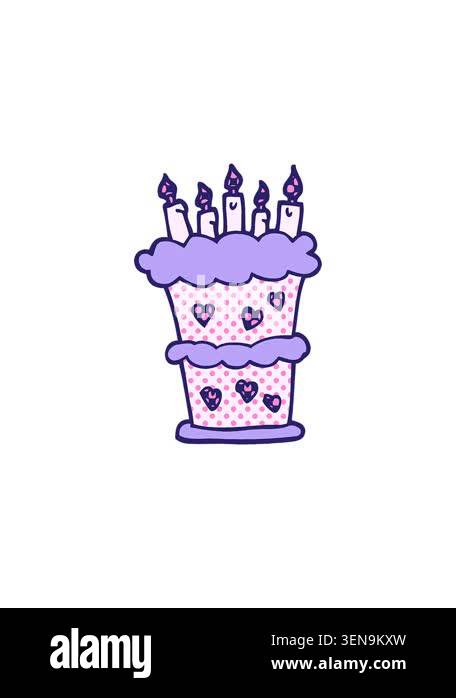splitting effect animation of comic book style cartoon birthday cake ...
