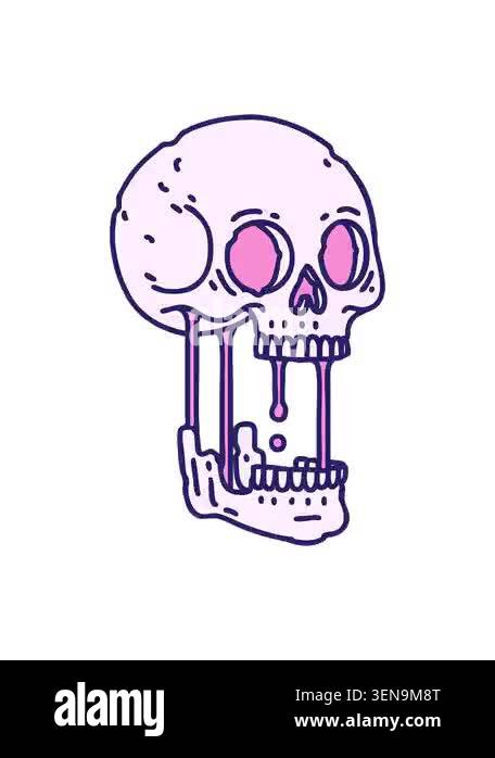 shivering motion animation of iconic tattoo style image of a skull ...