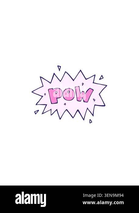 rise and float animation of cartoon comic book pow symbol Stock Video ...