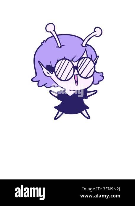 rise and float animation of cartoon of an alien girl laughing Stock ...