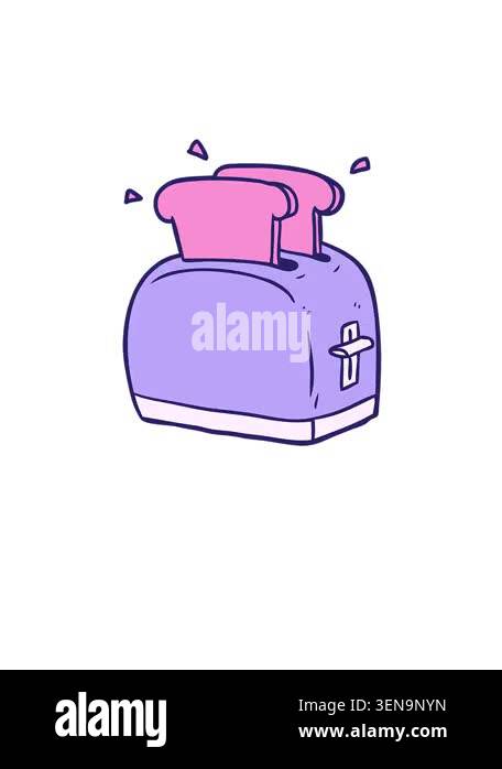 rise and float animation of cartoon toaster toasting bread Stock Video ...