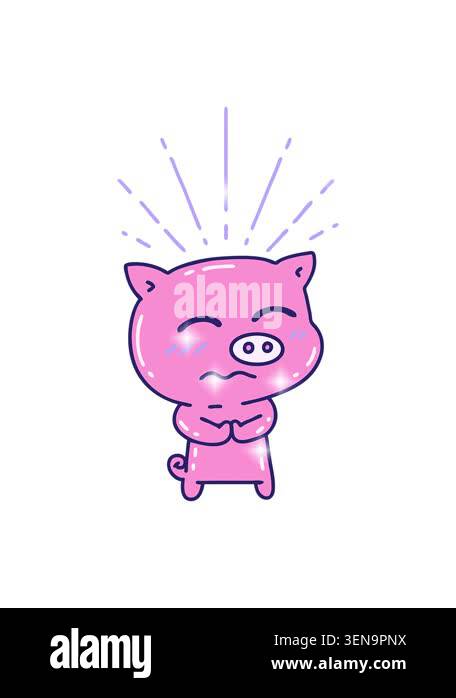 glitter effect animation of traditional tattoo style nervous pig ...