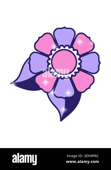 glitter effect animation of tattoo style cartoon decorative flower ...