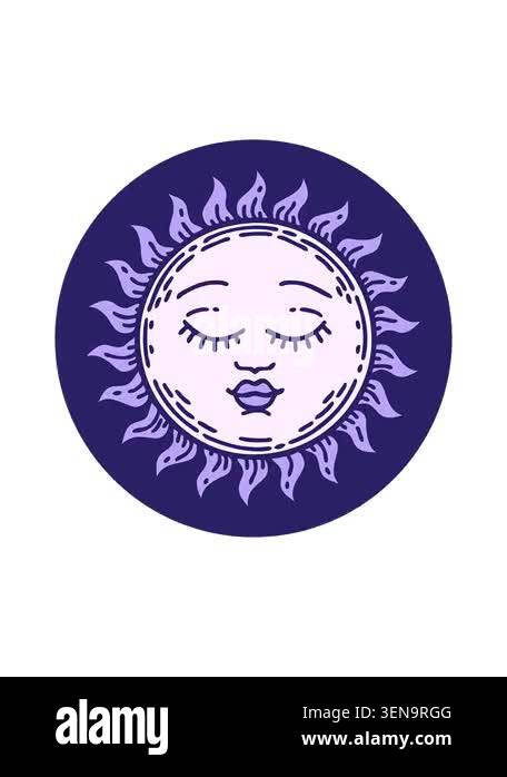 popping motion animation of iconic tattoo style of a sun Stock Video ...