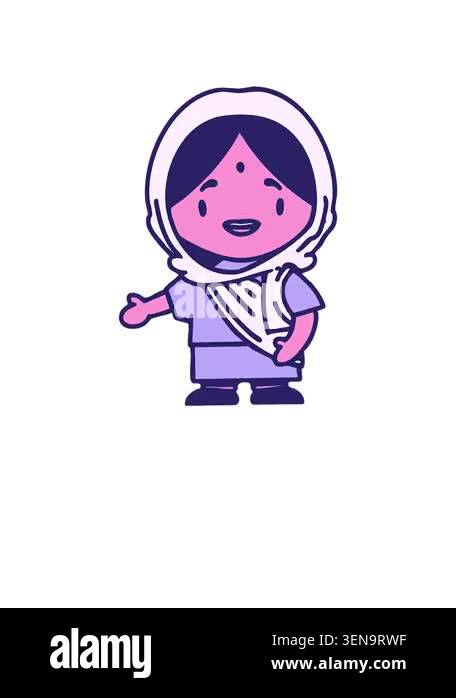 rise and float animation of indian woman showing the way cartoon Stock ...