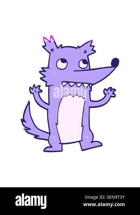 power up animation of hand drawn doodle style cartoon wolf Stock Video ...
