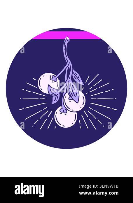 power up animation of icon of a tattoo style mistletoe berries Stock ...