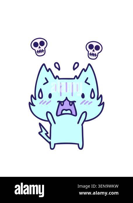 spinning-skulls-animation-of-cartoon-of-a-cute-halloween-cat-afraid
